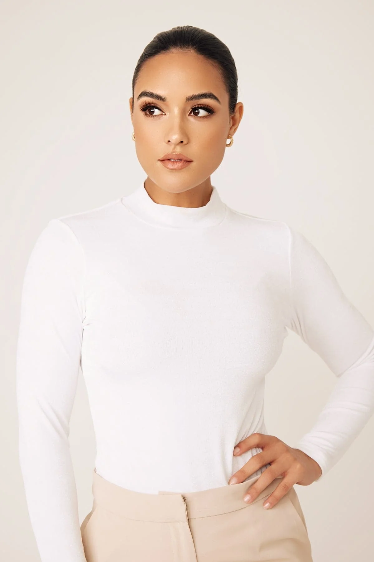 Camille Long Sleeve Body Shirt- White