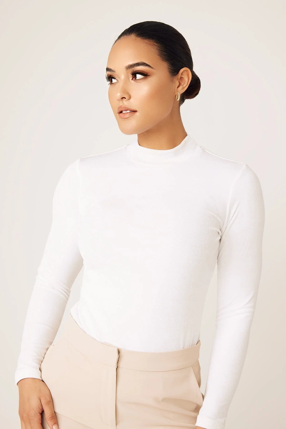Camille Long Sleeve Body Shirt- White - Image 4