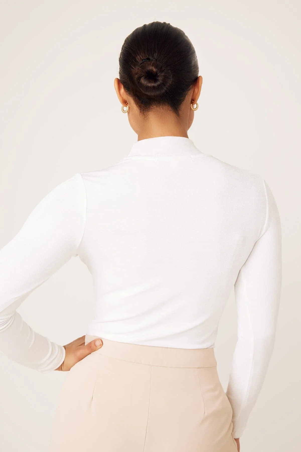 Camille Long Sleeve Body Shirt- White - Image 5
