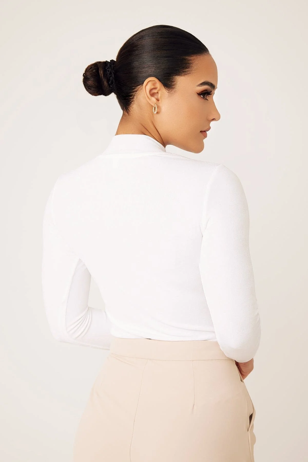 Camille Long Sleeve Body Shirt- White - Image 6