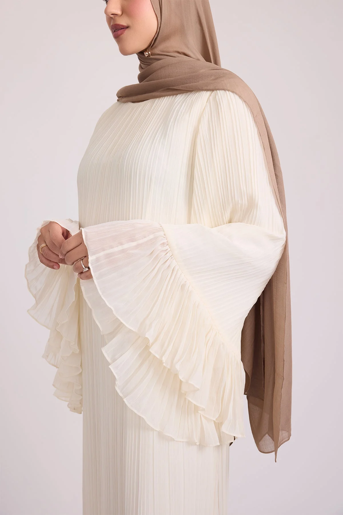Camille Pleated Maxi Dress - Off White - Image 12