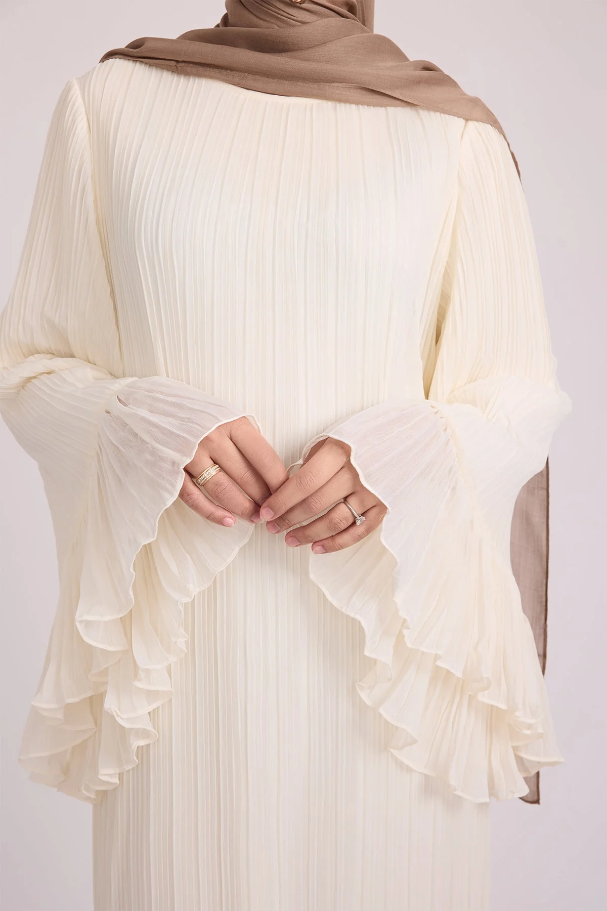 Camille Pleated Maxi Dress - Off White - Image 2