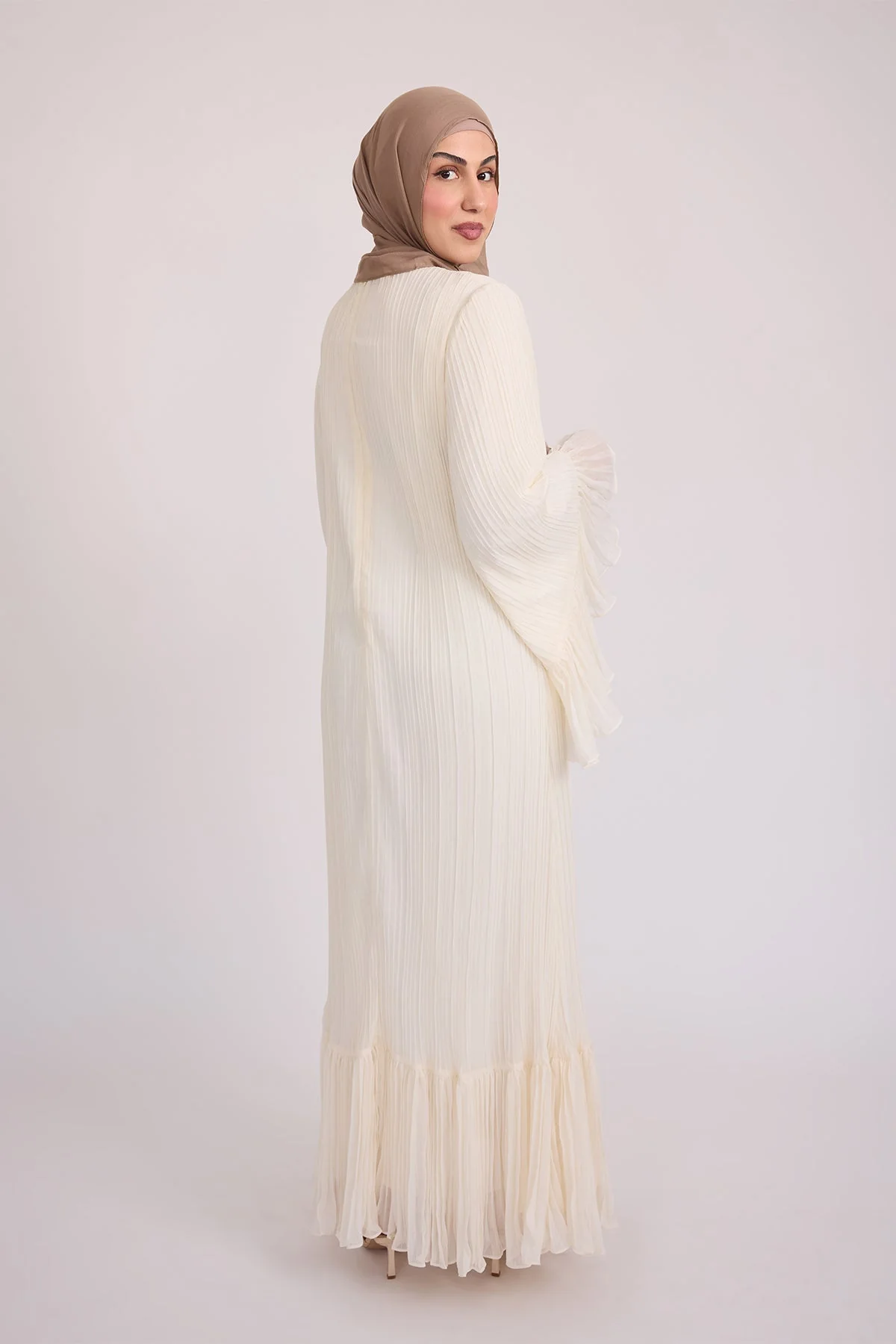 Camille Pleated Maxi Dress - Off White - Image 4