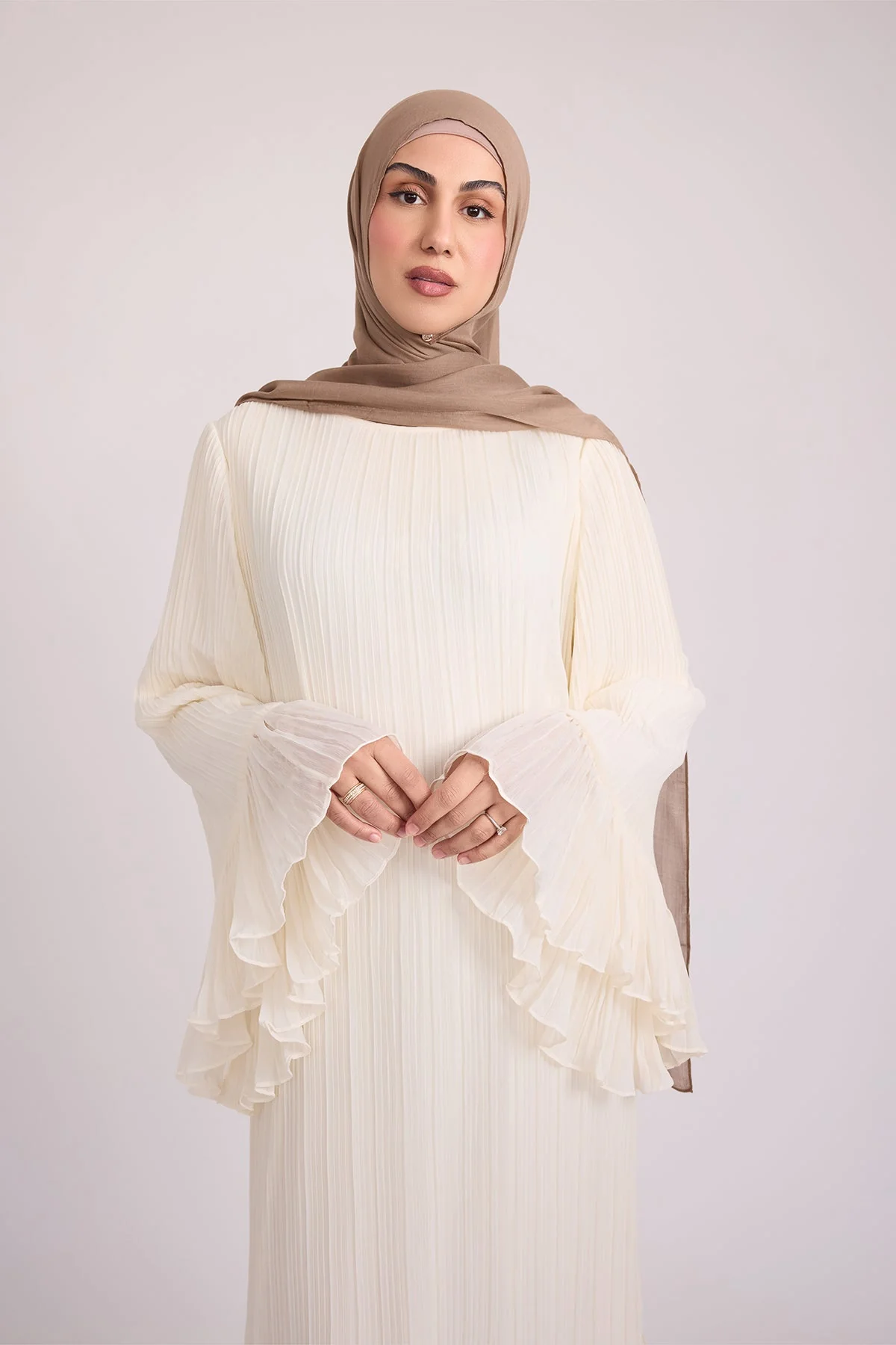 Camille Pleated Maxi Dress - Off White - Image 6