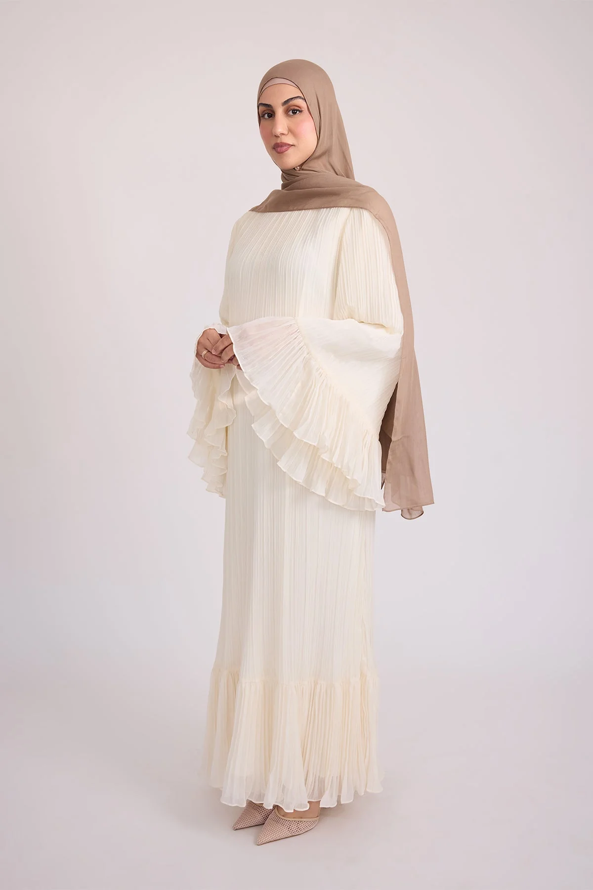 Camille Pleated Maxi Dress - Off White - Image 7