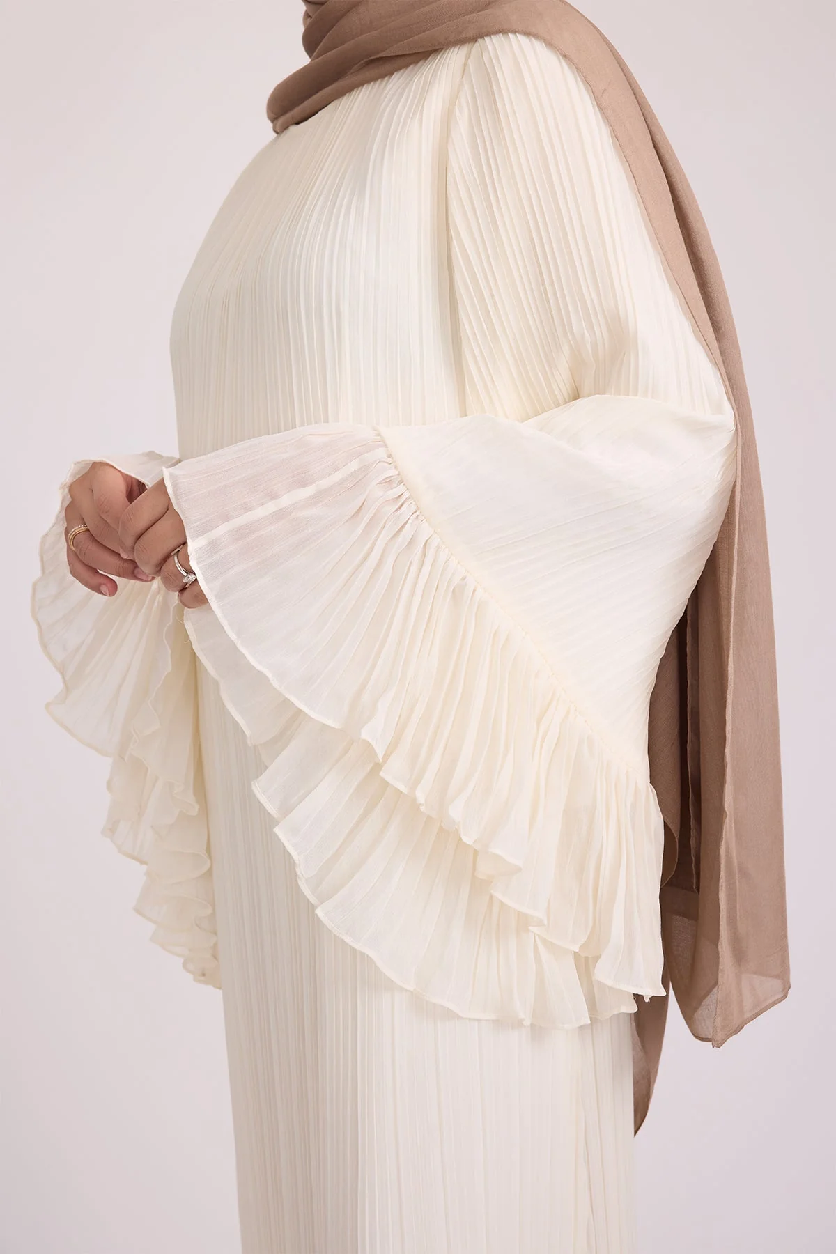 Camille Pleated Maxi Dress - Off White - Image 8