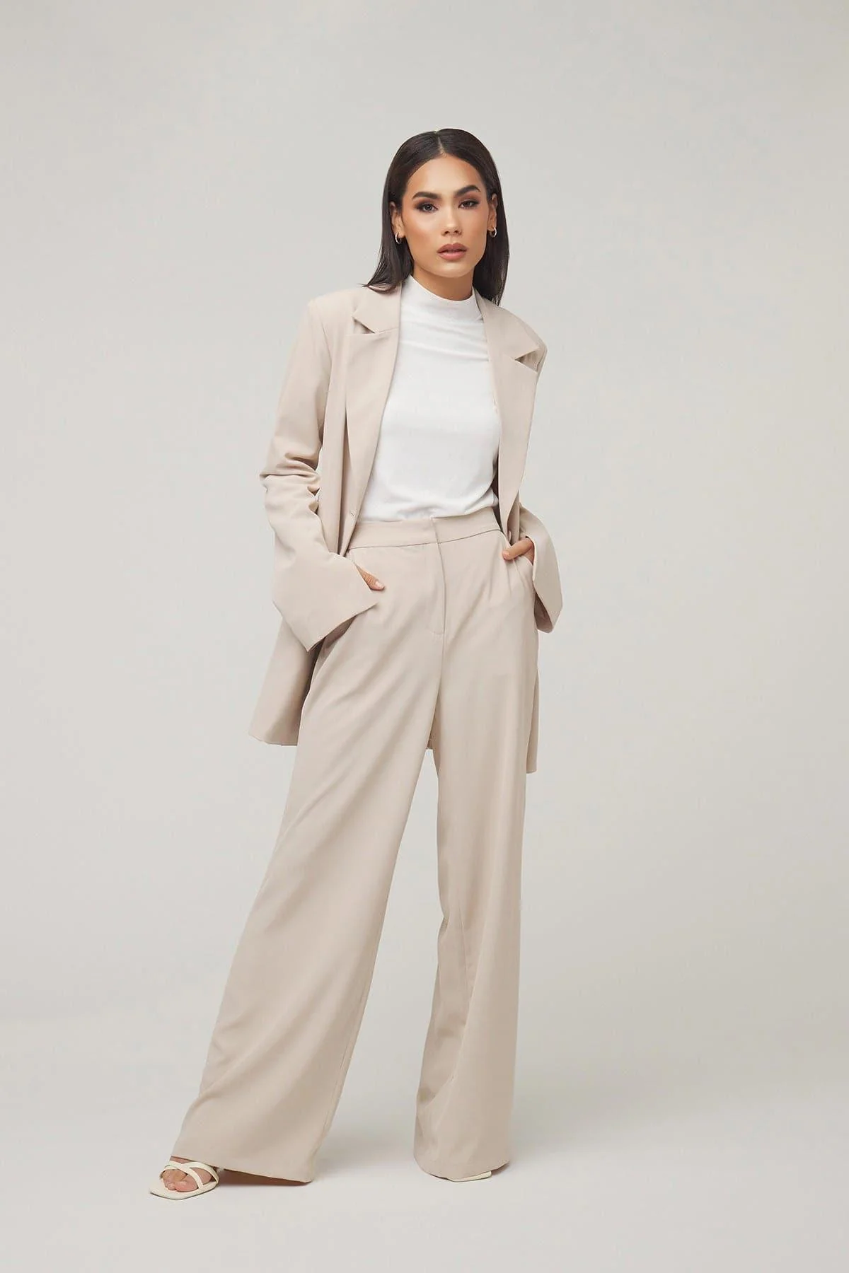 Carolina Tie Waist Blazer - Nude Dust - Image 2