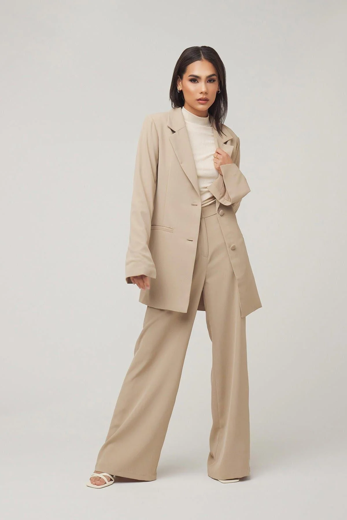 Carolina Tie Waist Blazer - Taupe - Image 4