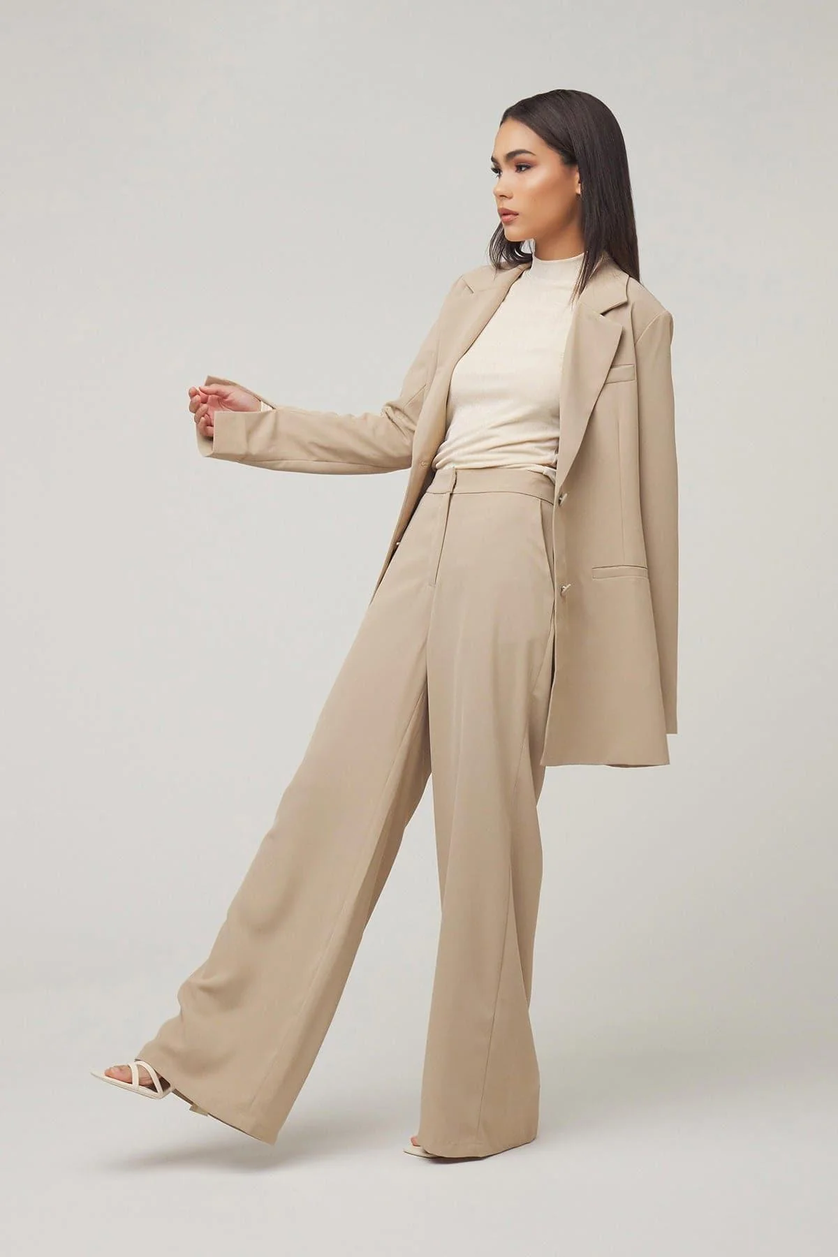 Carolina Tie Waist Blazer - Taupe - Image 5