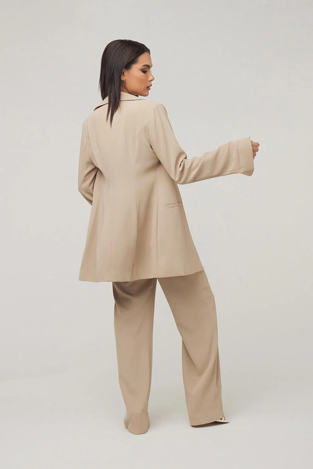 Carolina Tie Waist Blazer - Taupe - Image 6