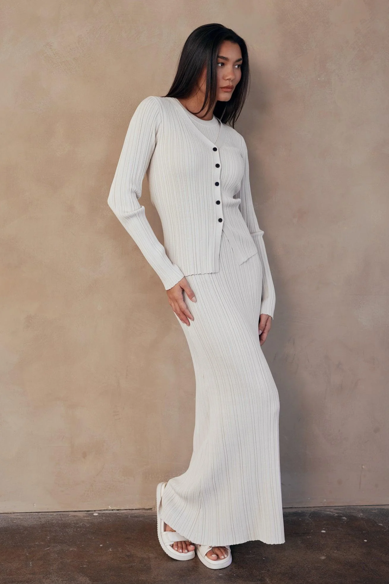Ezra Long Sleeve Ribbed Knit Cardigan - Image 6
