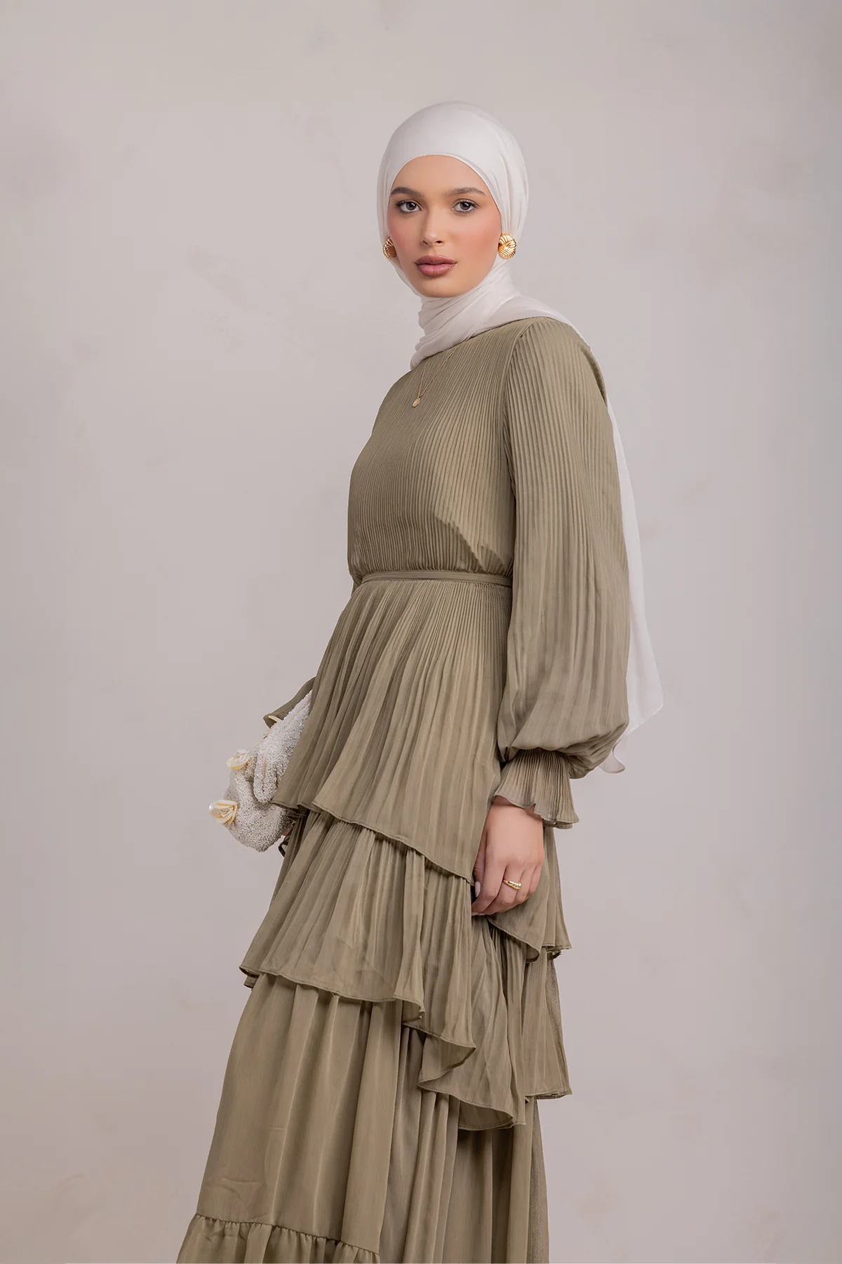 Dalia Pleated Ruffle Maxi Dress- Evergreen - Image 5