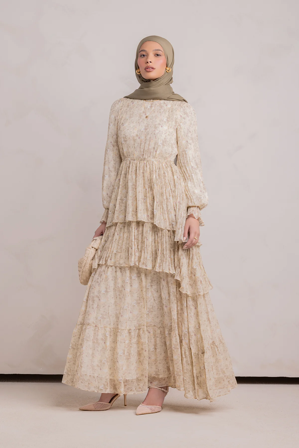 Dalia Pleated Ruffle Maxi Dress- Rosemary - Image 10