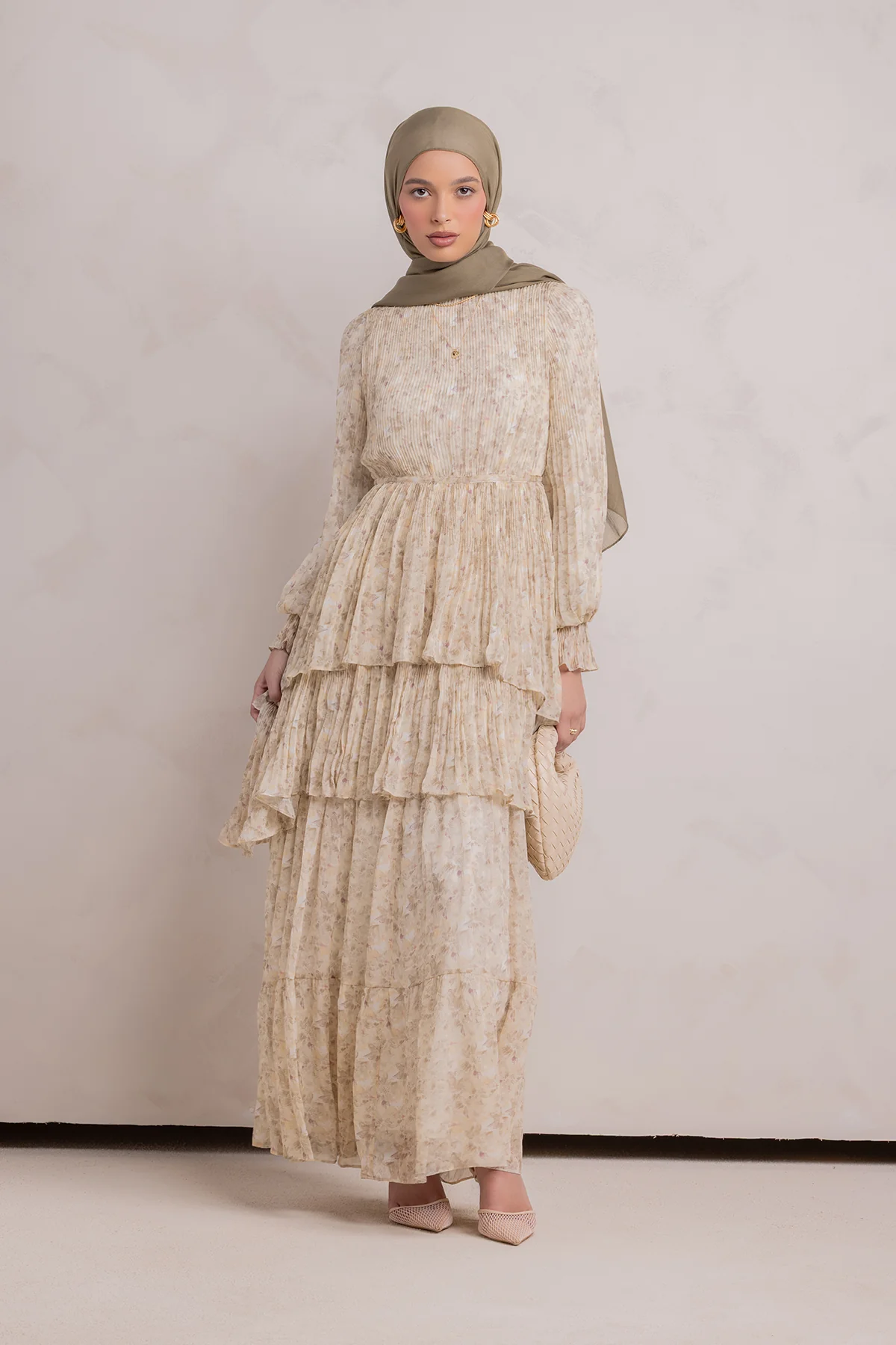 Dalia Pleated Ruffle Maxi Dress- Rosemary - Image 11