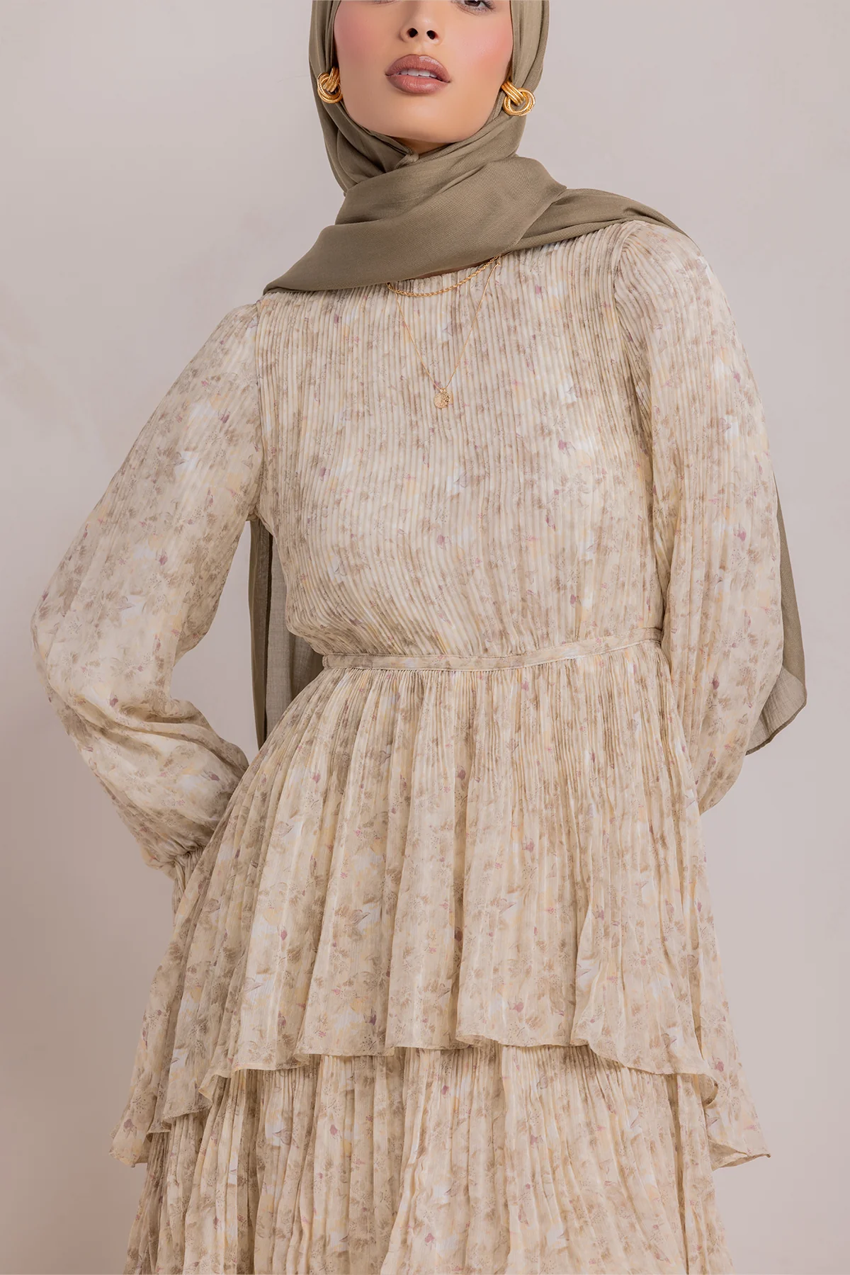 Dalia Pleated Ruffle Maxi Dress- Rosemary - Image 13