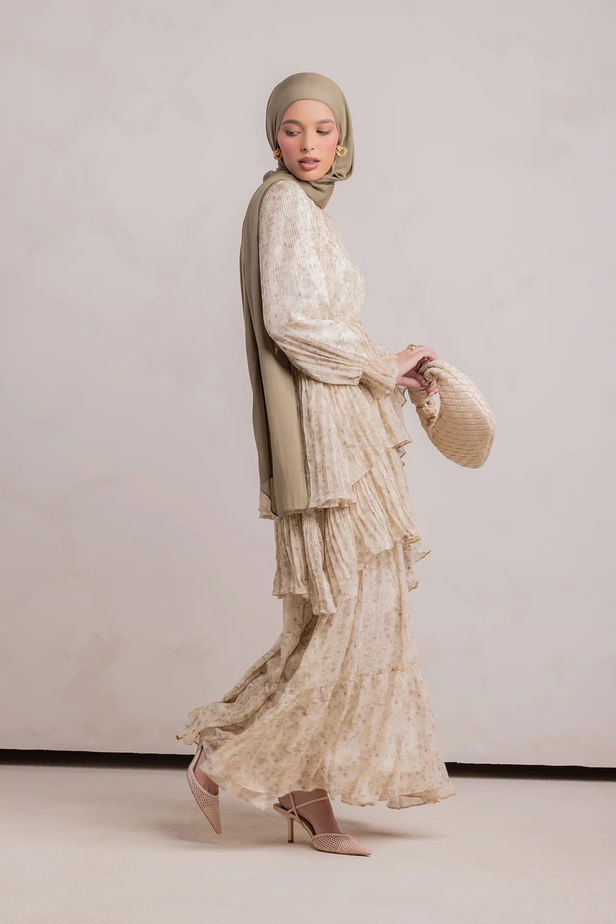 Dalia Pleated Ruffle Maxi Dress- Rosemary - Image 6