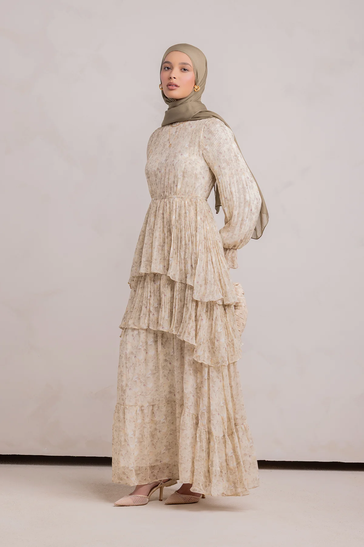 Dalia Pleated Ruffle Maxi Dress- Rosemary - Image 7