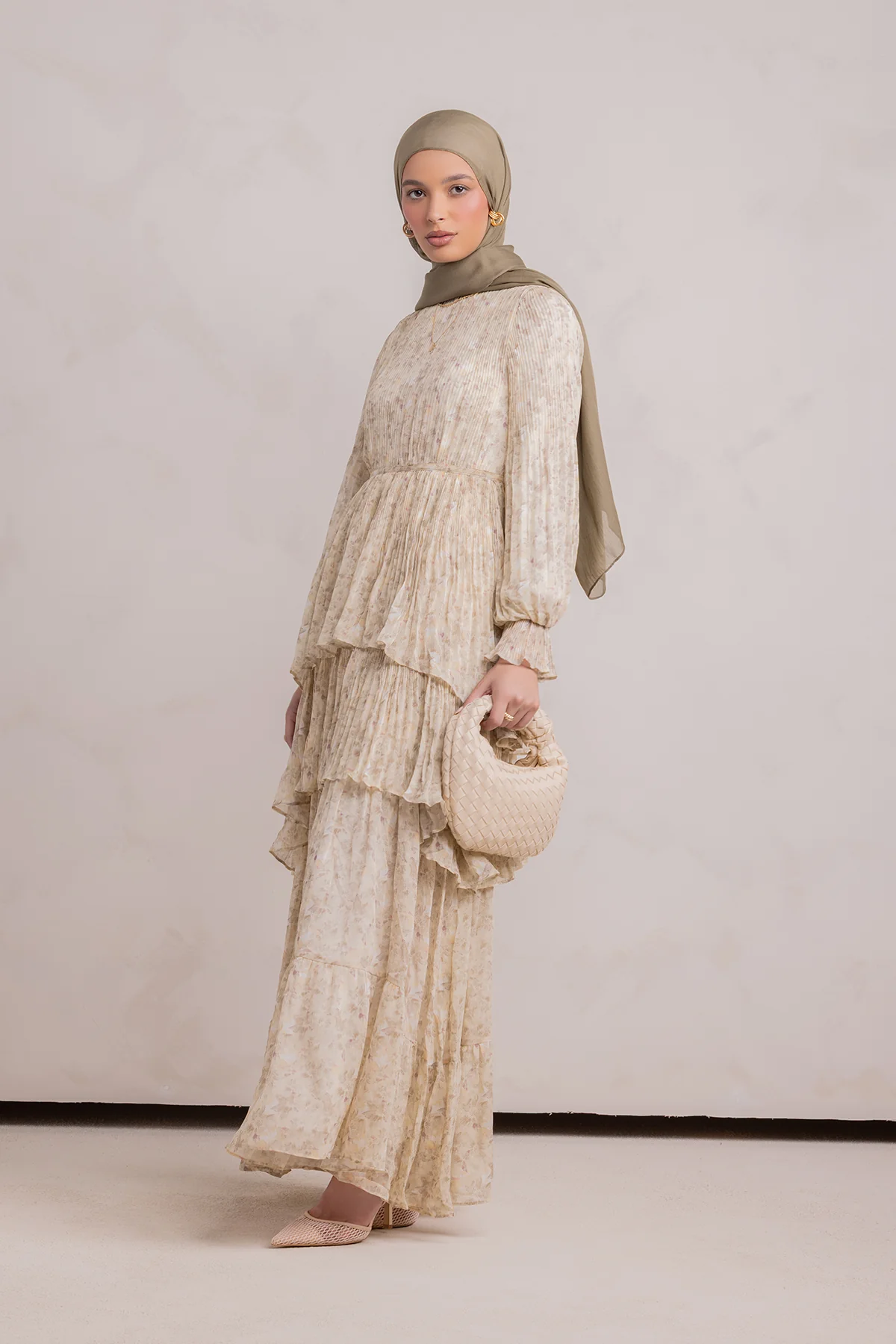 Dalia Pleated Ruffle Maxi Dress- Rosemary - Image 9