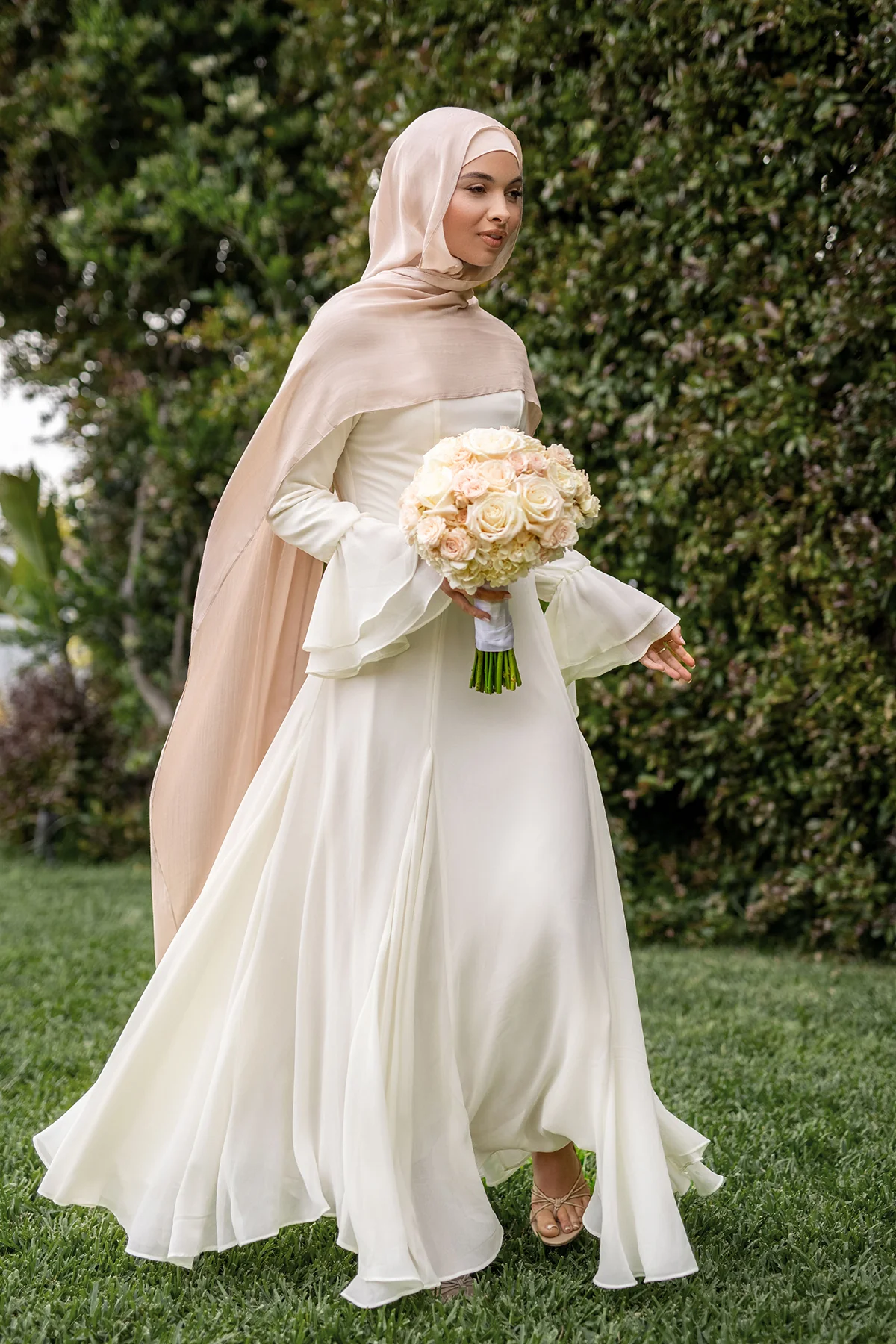 Dana Chiffon Ruffle Maxi Dress- Ivory - Image 11