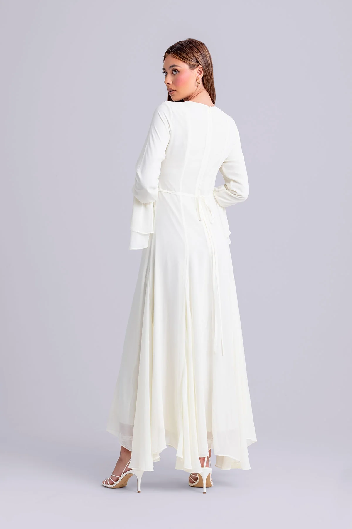 Dana Chiffon Ruffle Maxi Dress- Ivory - Image 6
