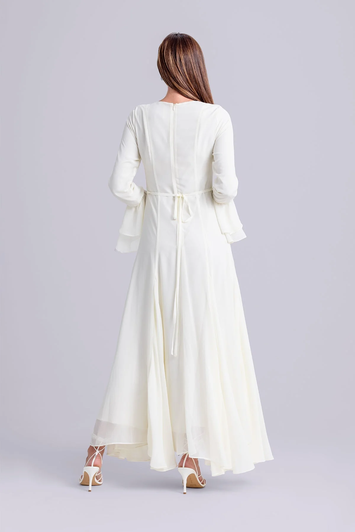 Dana Chiffon Ruffle Maxi Dress- Ivory - Image 7