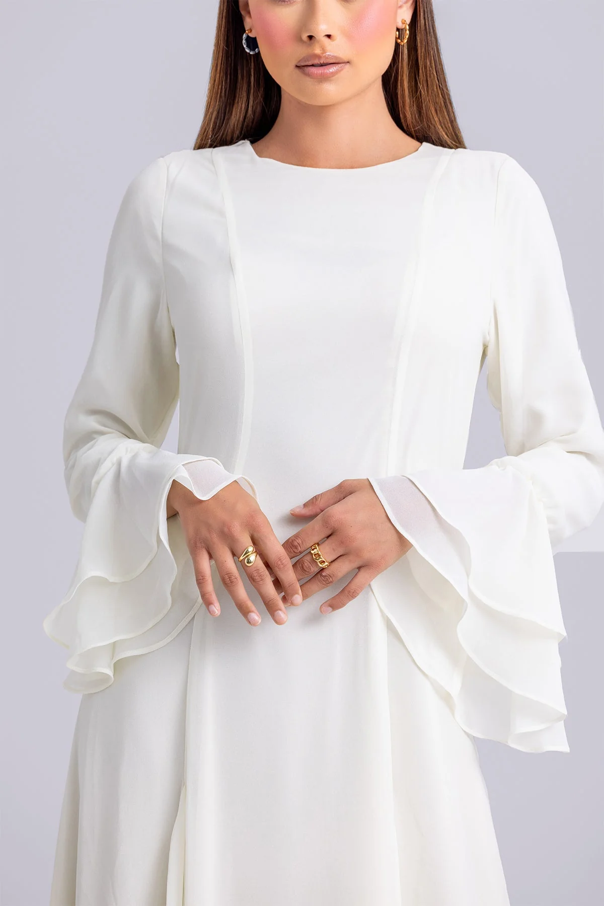 Dana Chiffon Ruffle Maxi Dress- Ivory - Image 8