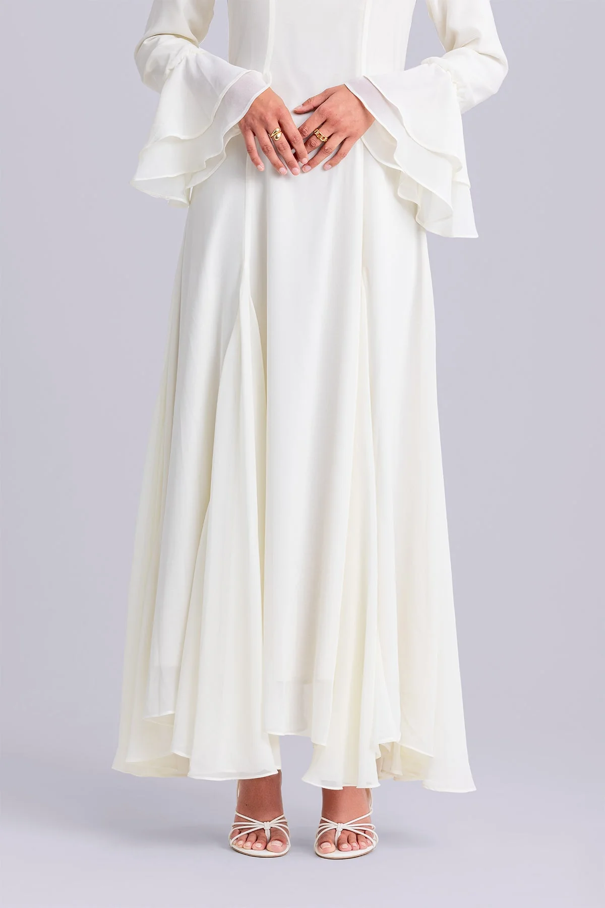 Dana Chiffon Ruffle Maxi Dress- Ivory - Image 9