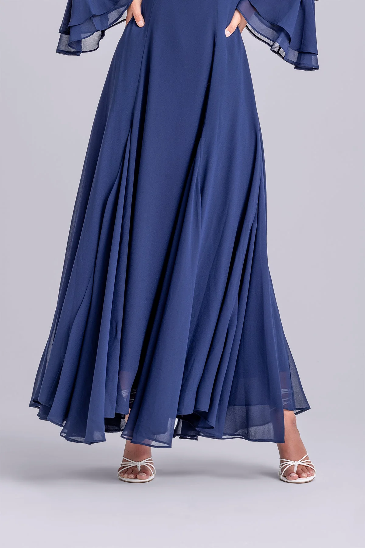 Dana Chiffon Ruffle Maxi Dress- Navy - Image 7
