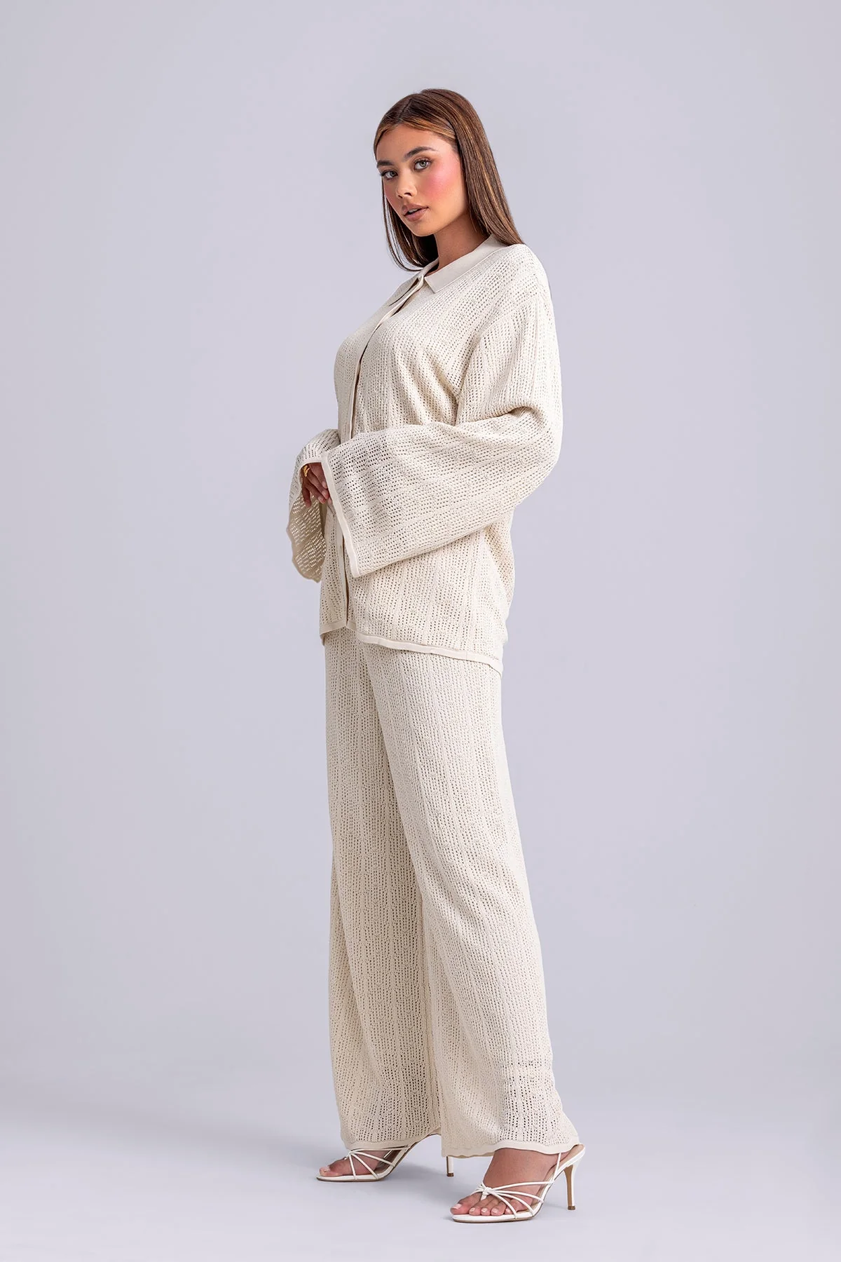Dina Crochet Top & Pant Set- Oatmeal - Image 5