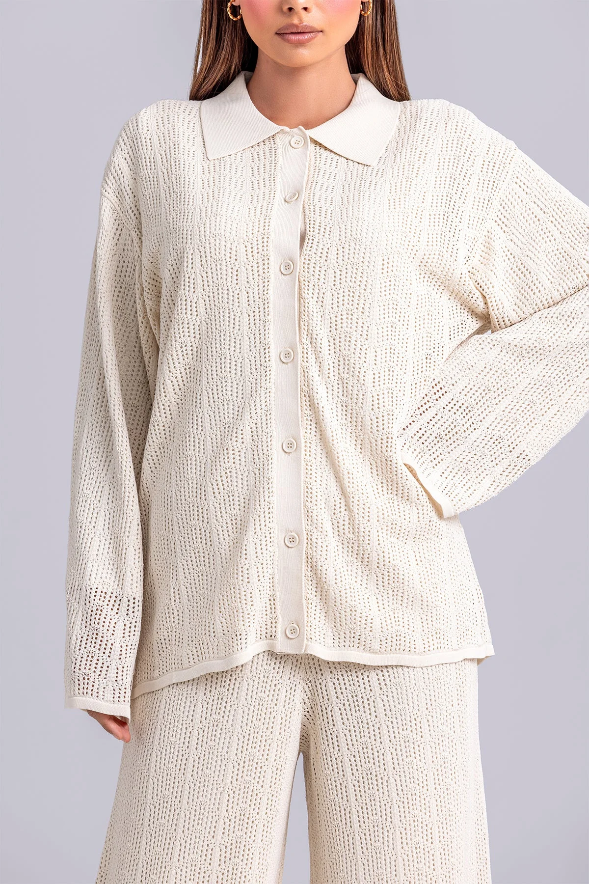 Dina Crochet Top & Pant Set- Oatmeal - Image 7
