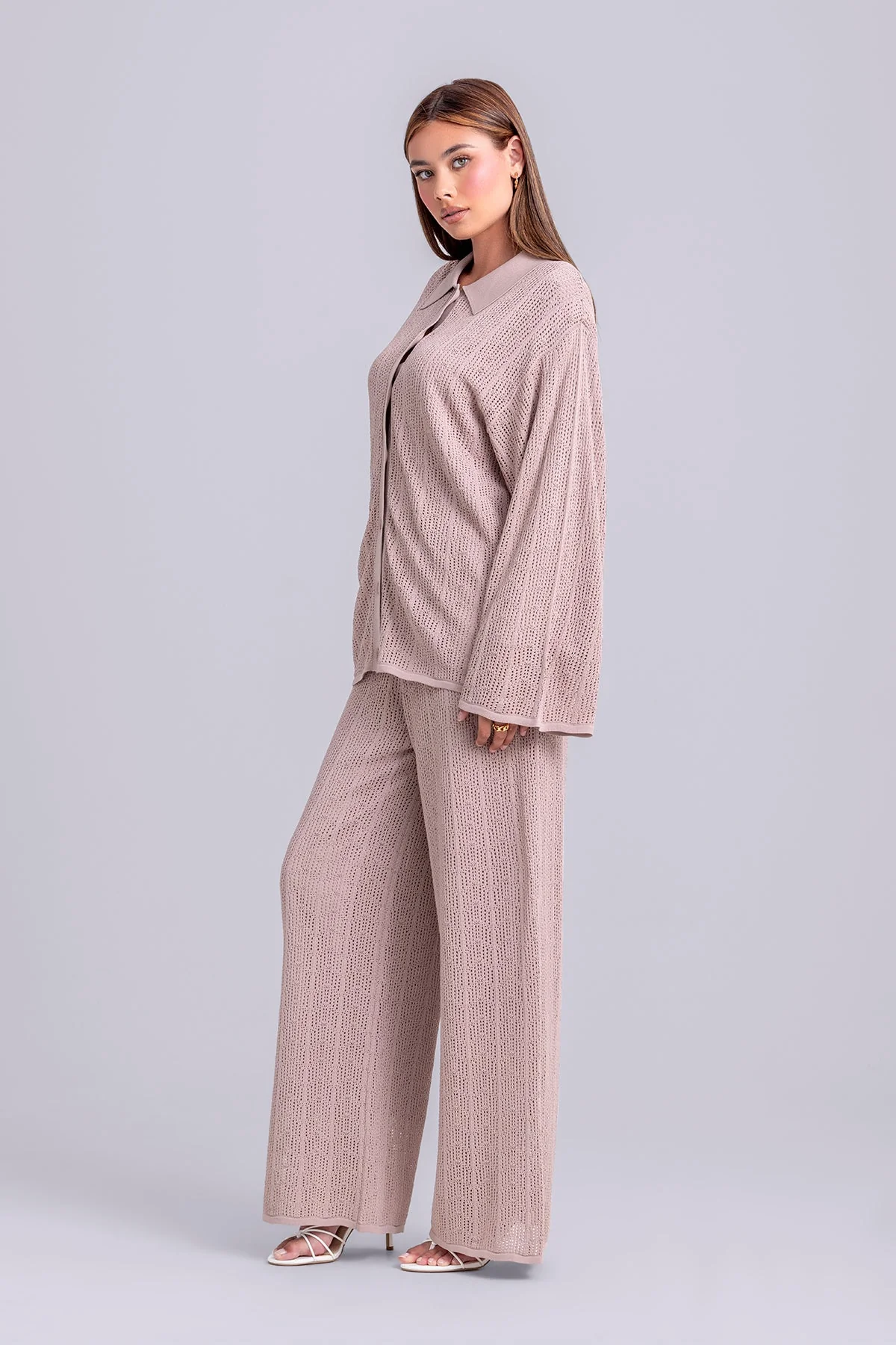 Dina Crochet Top & Pant Set- Rose - Image 3