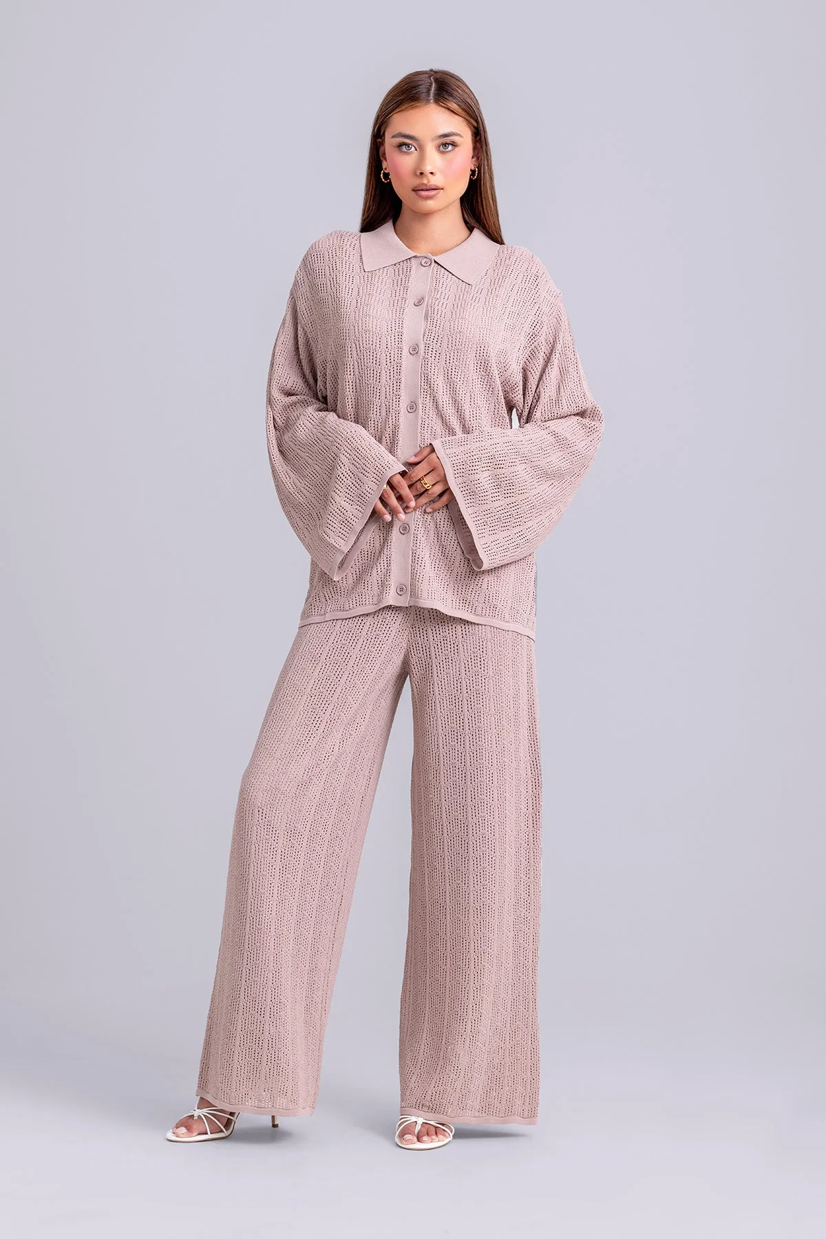 Dina Crochet Top & Pant Set- Rose - Image 4