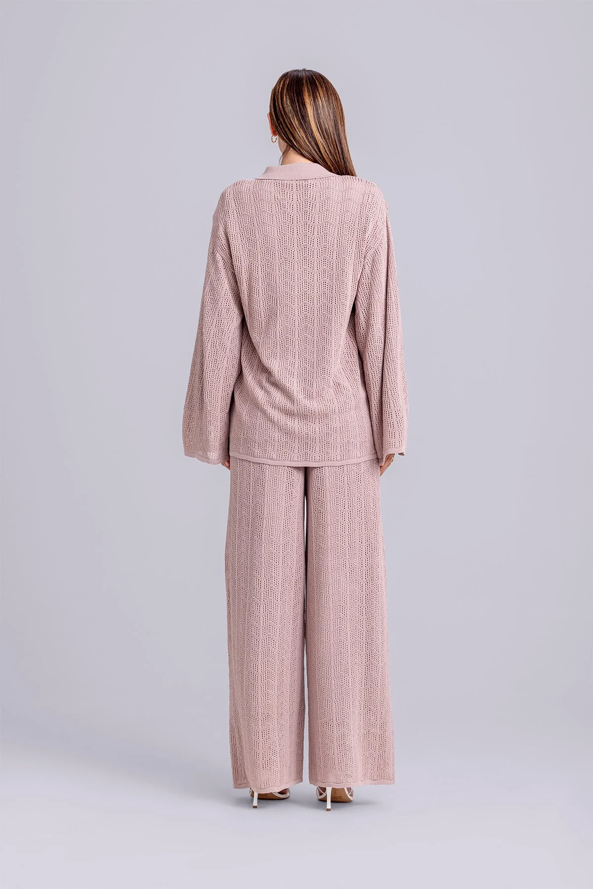 Dina Crochet Top & Pant Set- Rose - Image 5
