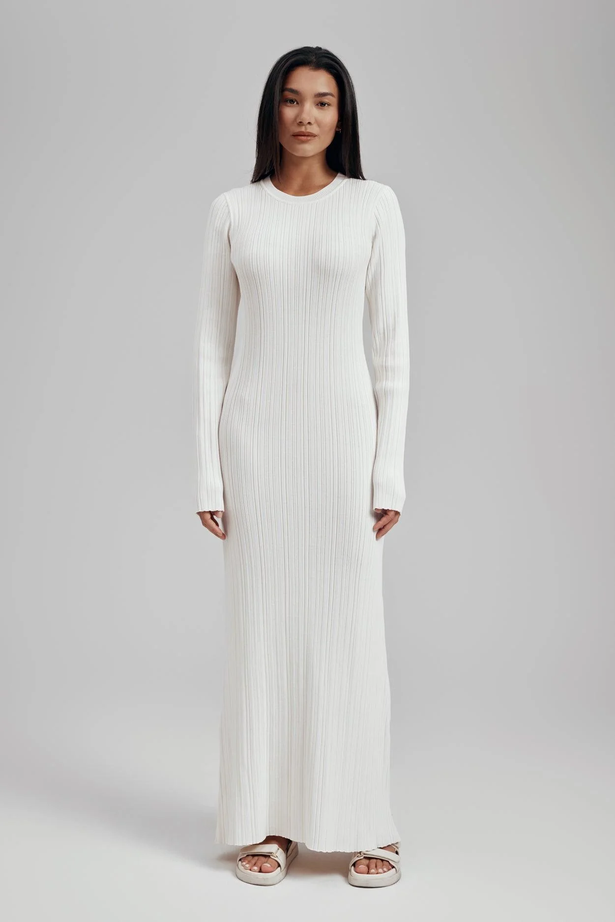 Ezra Long Sleeve Ribbed Knit Maxi Dress - Image 2