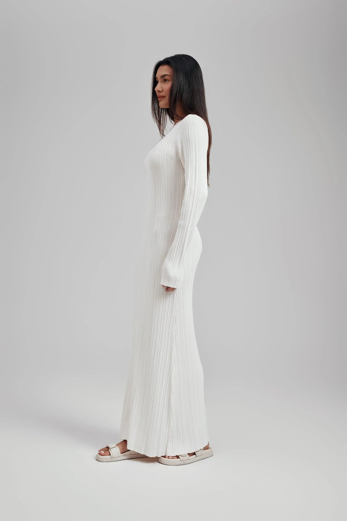 Ezra Long Sleeve Ribbed Knit Maxi Dress - Image 3
