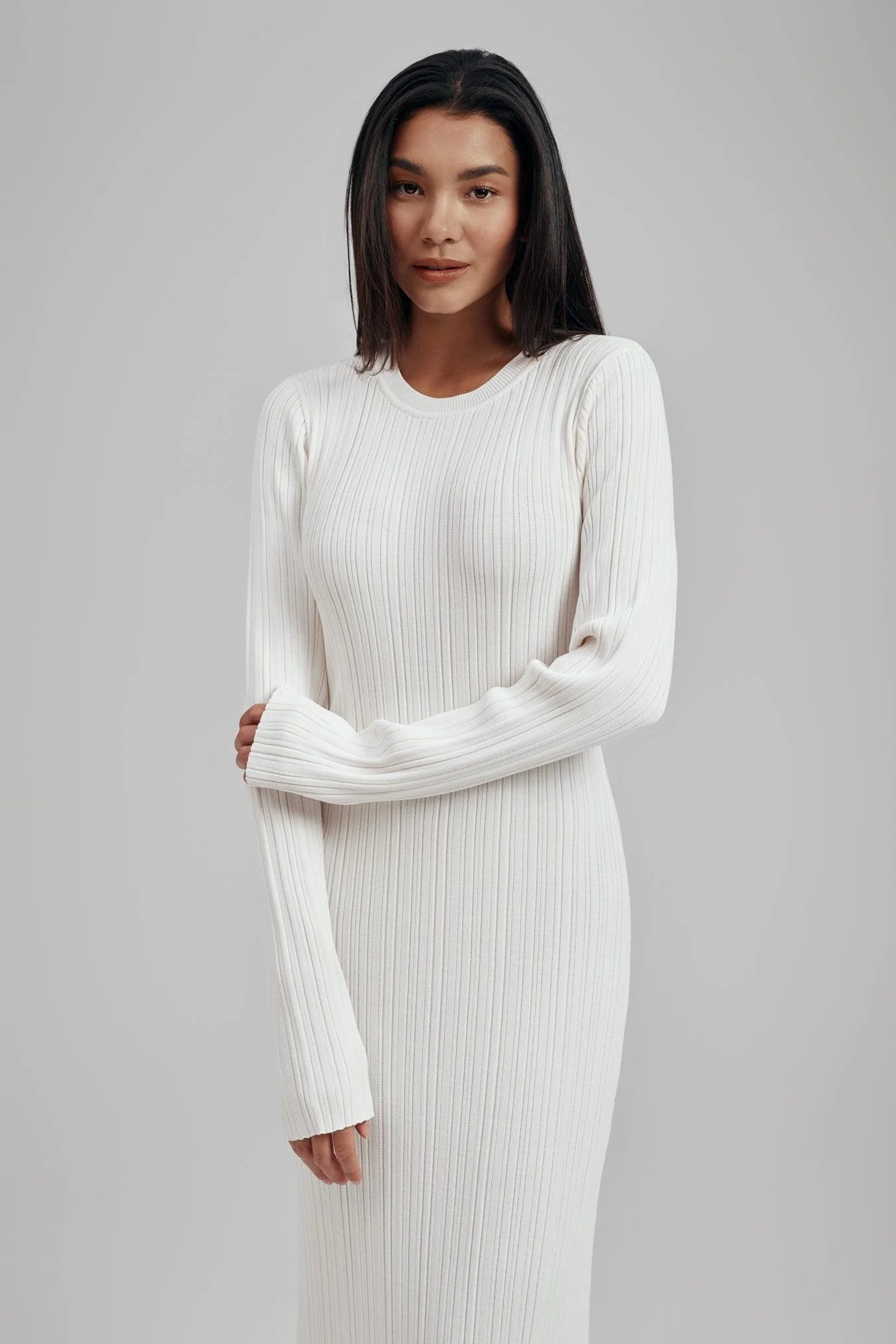 Ezra Long Sleeve Ribbed Knit Maxi Dress - Image 5