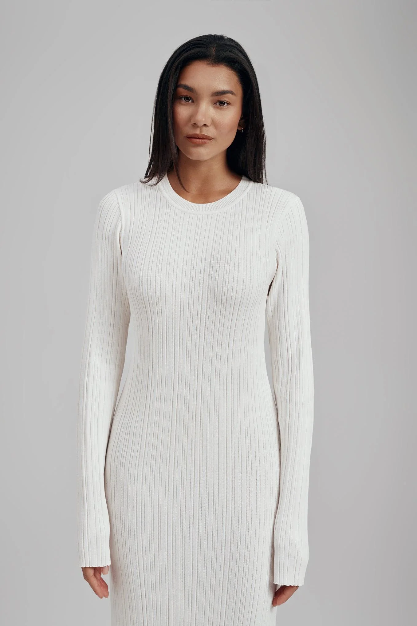Ezra Long Sleeve Ribbed Knit Maxi Dress - Image 6