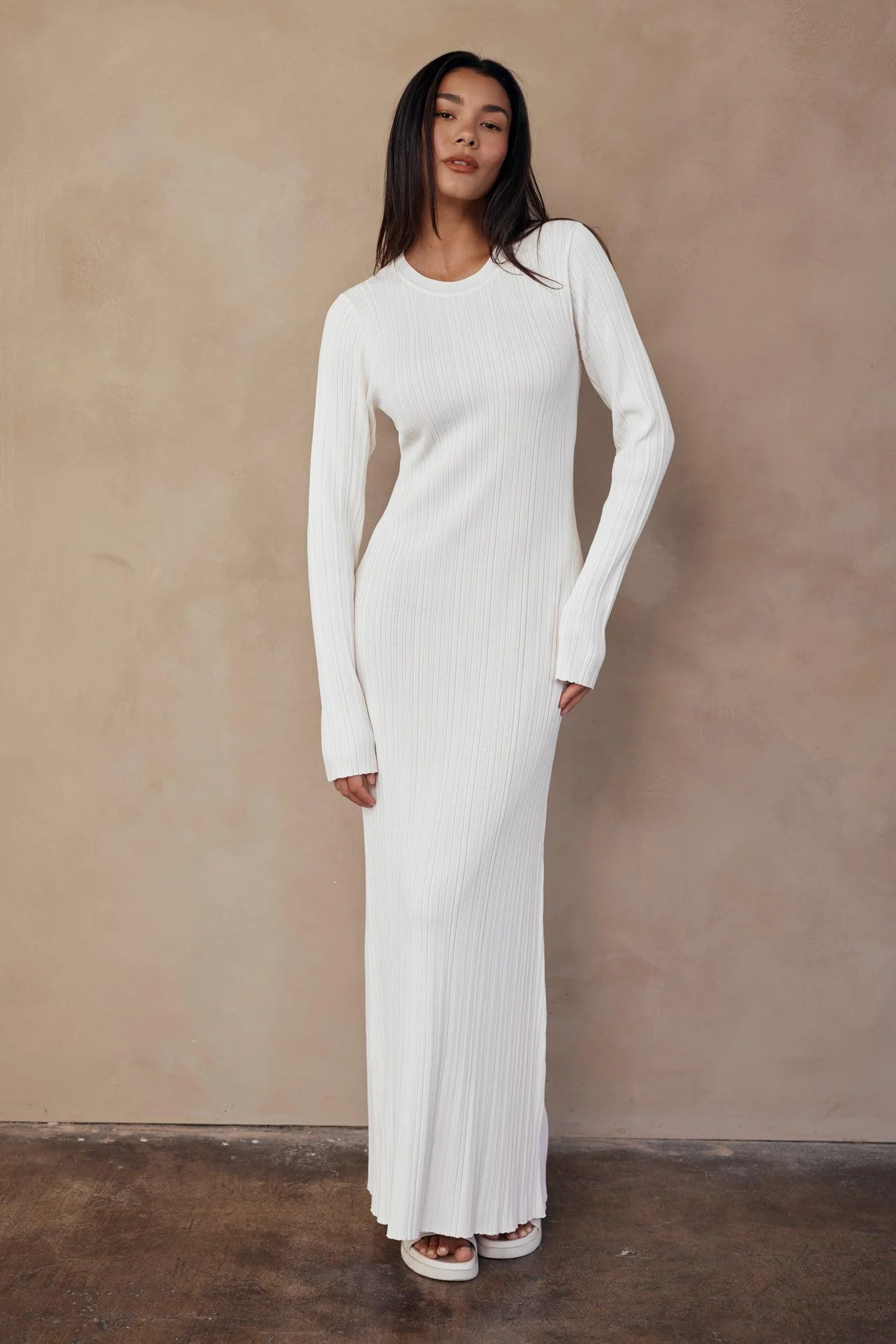 Ezra Long Sleeve Ribbed Knit Maxi Dress - Image 7