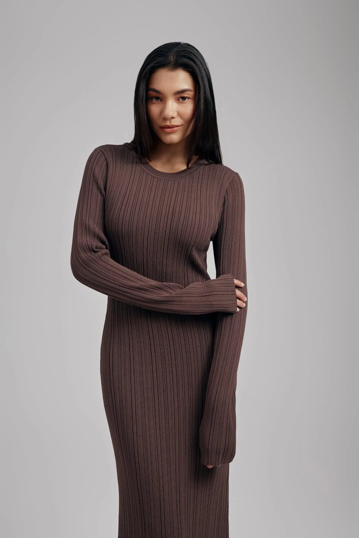 Ezra Long Sleeve Ribbed Knit Maxi Dress - Image 5