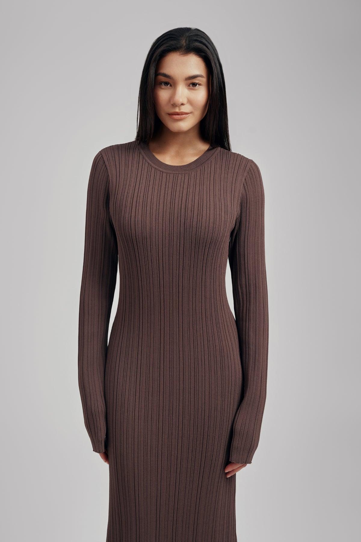 Ezra Long Sleeve Ribbed Knit Maxi Dress - Image 6