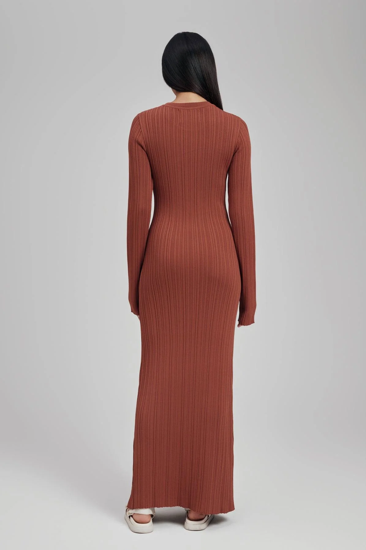 Ezra Long Sleeve Ribbed Knit Maxi Dress - Image 3