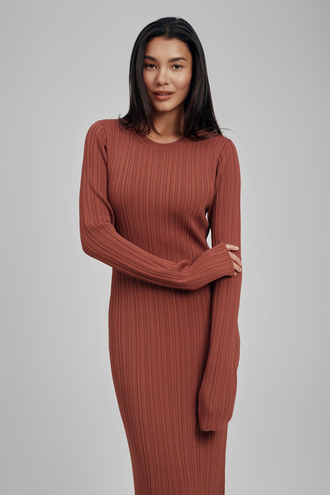 Ezra Long Sleeve Ribbed Knit Maxi Dress - Image 4