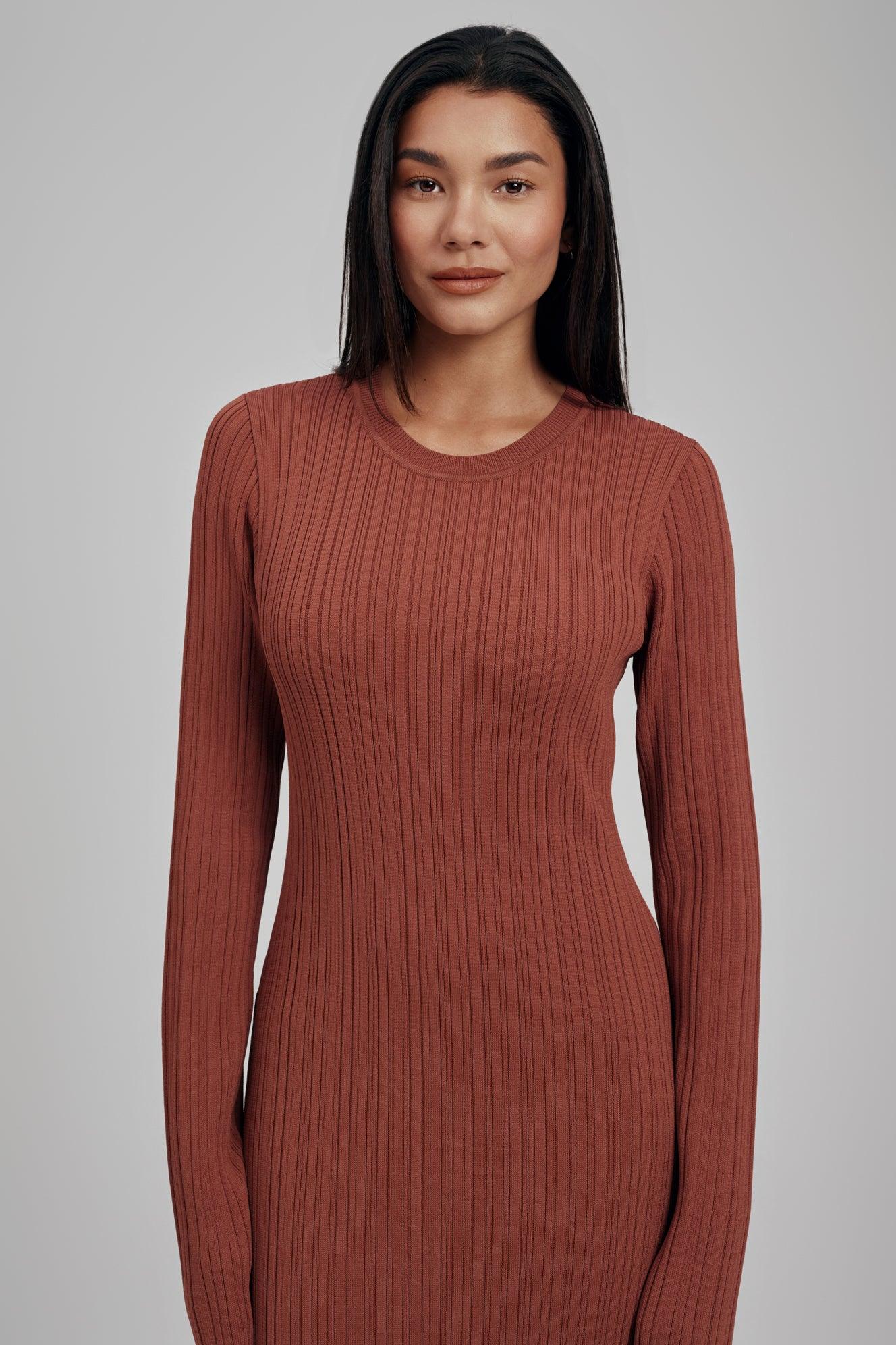 Ezra Long Sleeve Ribbed Knit Maxi Dress - Image 5