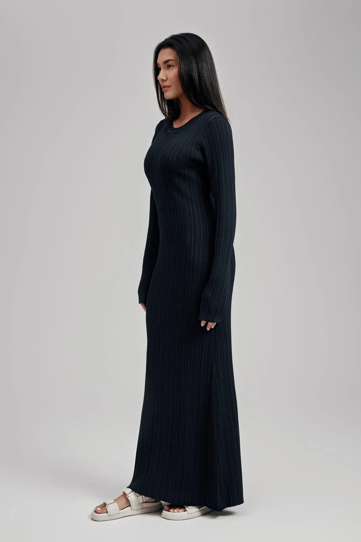 Ezra Long Sleeve Ribbed Knit Maxi Dress - Image 3