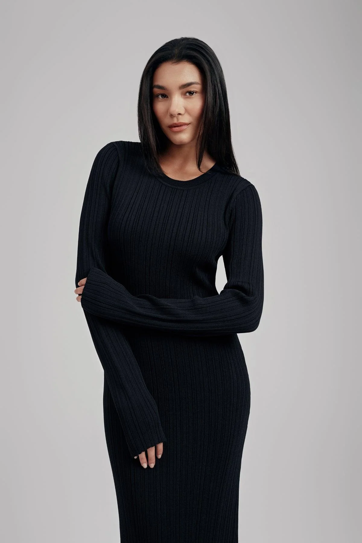 Ezra Long Sleeve Ribbed Knit Maxi Dress - Image 6