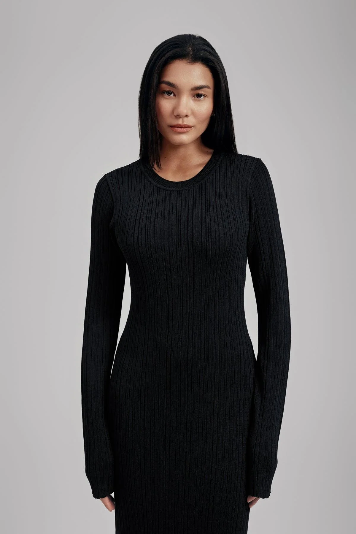Ezra Long Sleeve Ribbed Knit Maxi Dress - Image 7