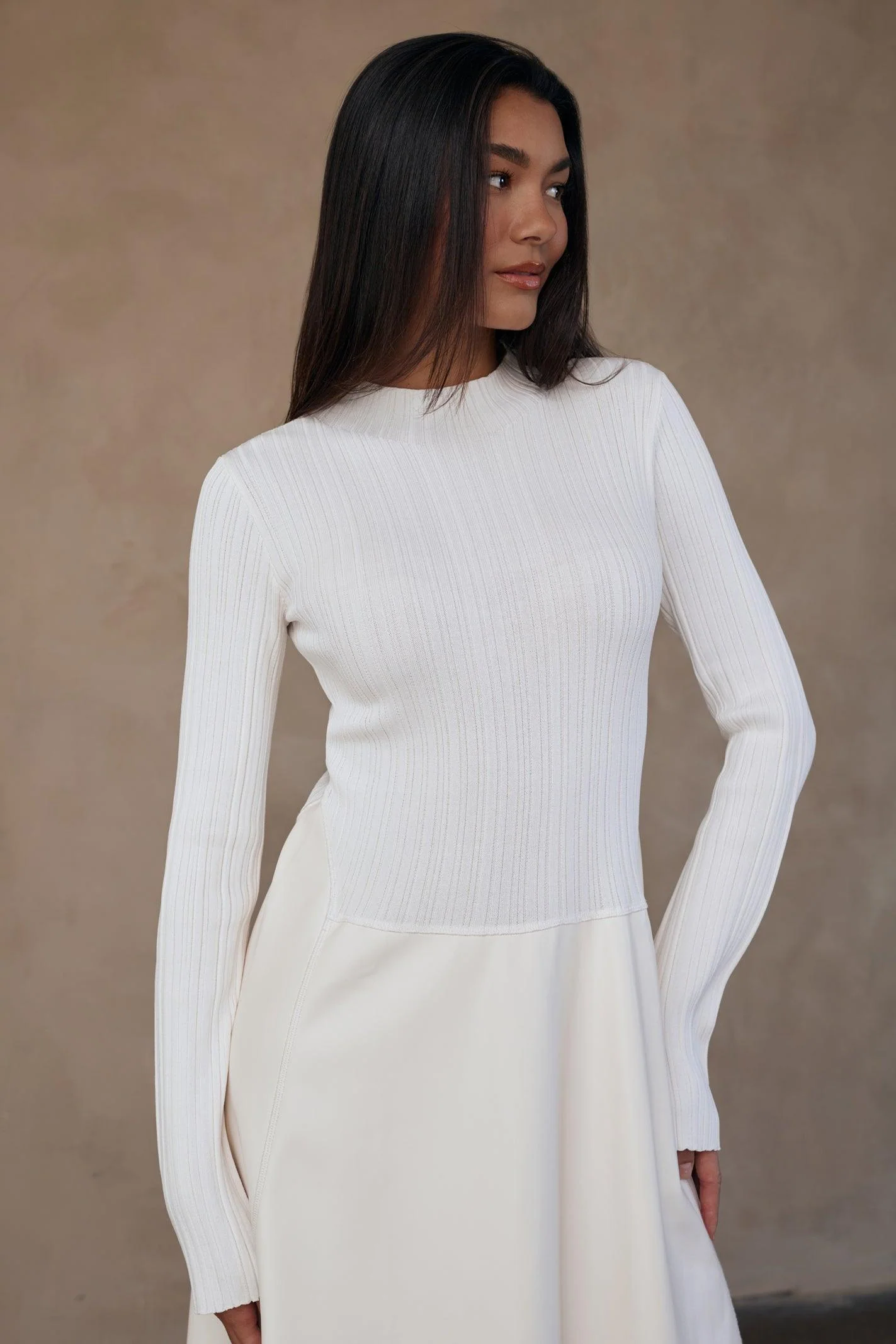 Ezra Ribbed Knit Leather Maxi Dress - Image 6