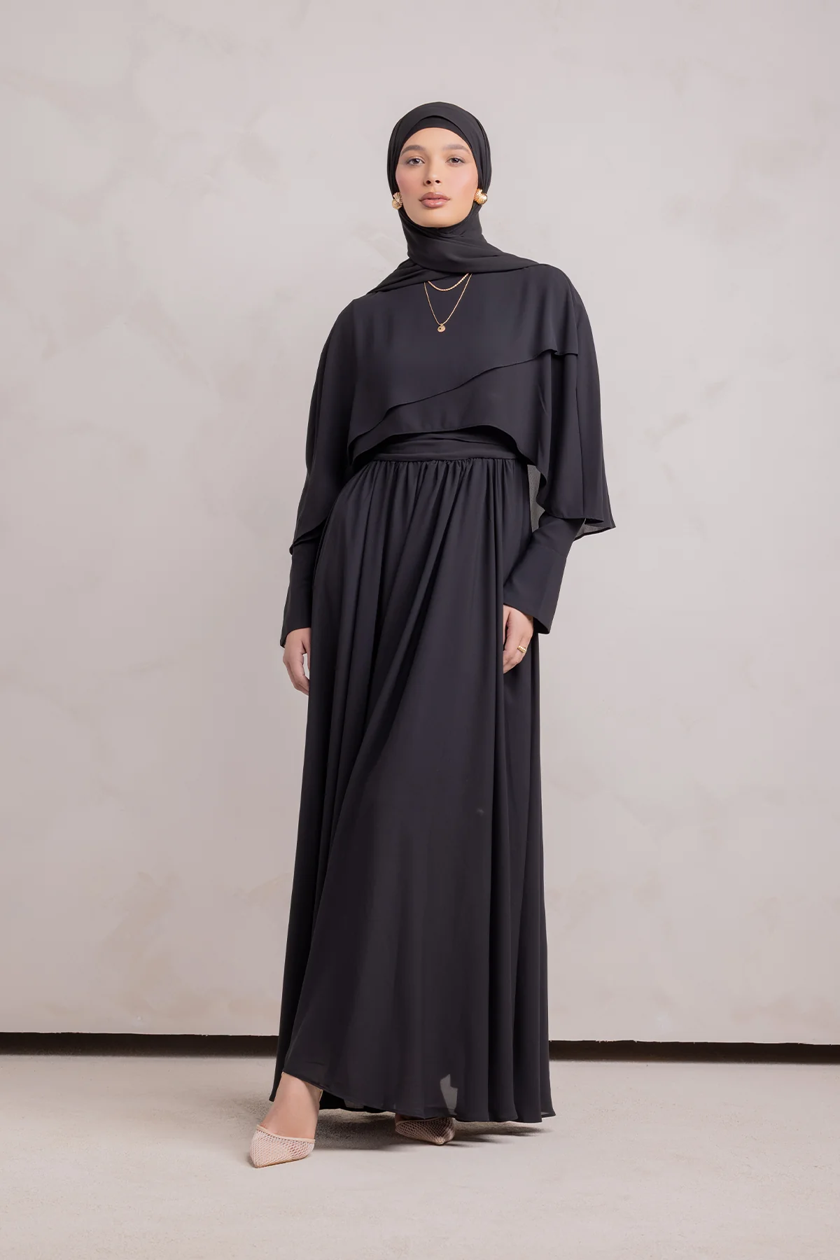 Fayruz Cape Maxi Dress - Black - Image 3