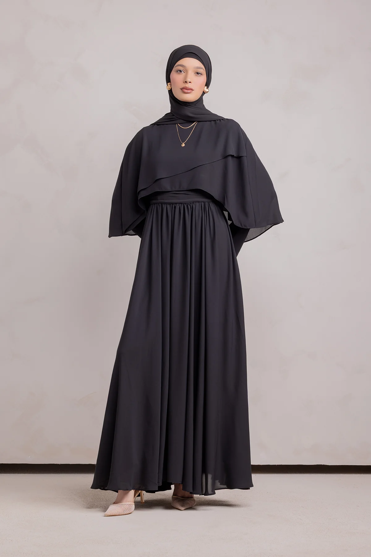 Fayruz Cape Maxi Dress - Black - Image 4