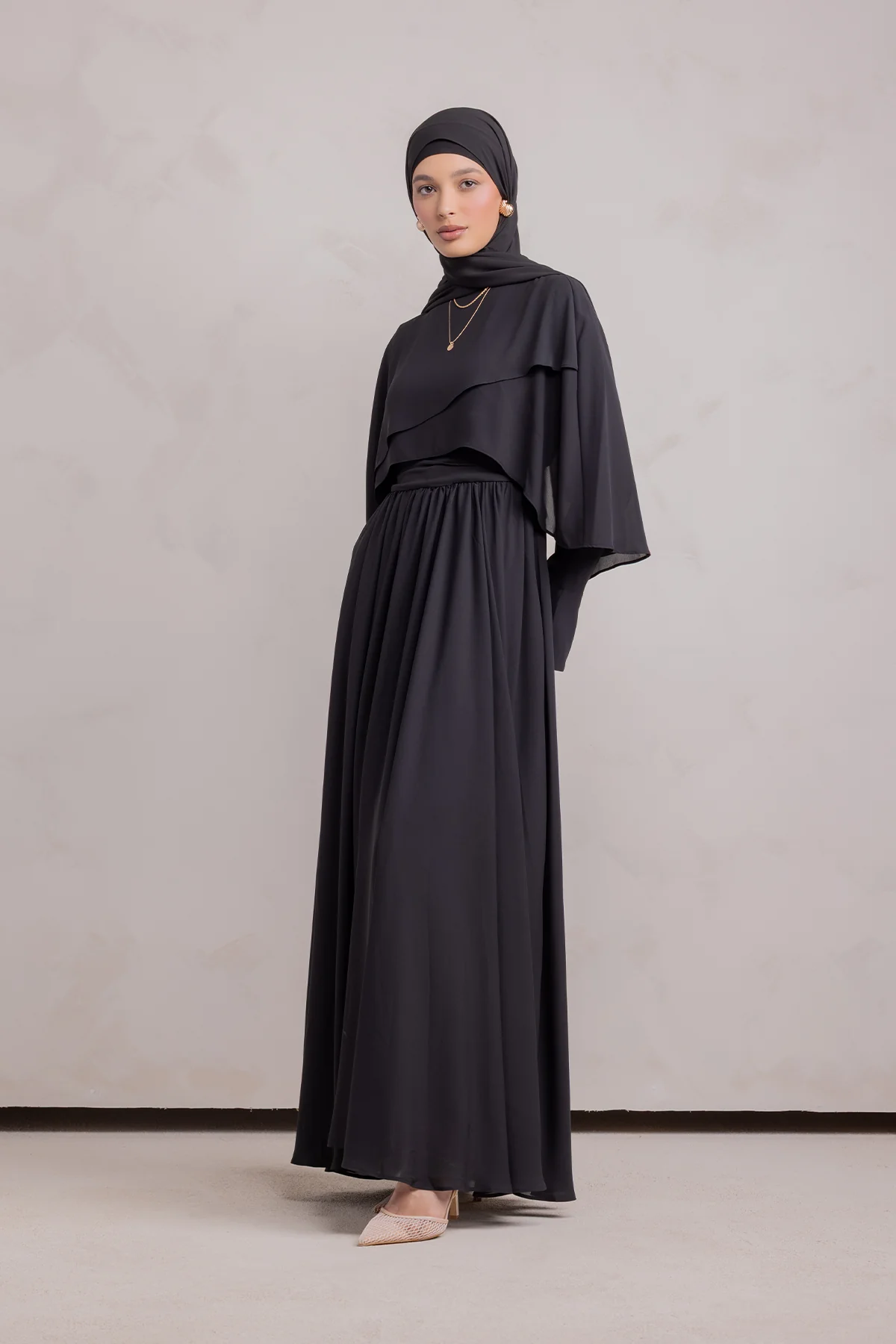 Fayruz Cape Maxi Dress - Black - Image 5
